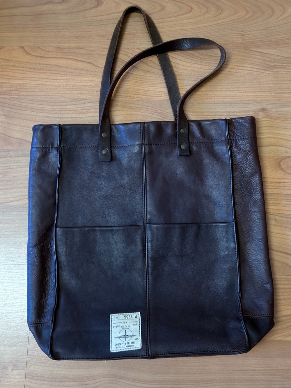 Hakei Brown Leather Tote Bag from Italy